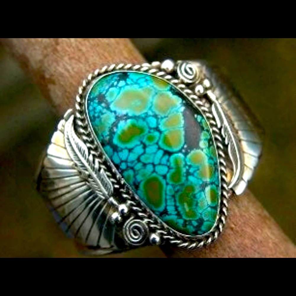 Vintage Spiderweb Turquoise Ring Size 7 {Bohemian}
